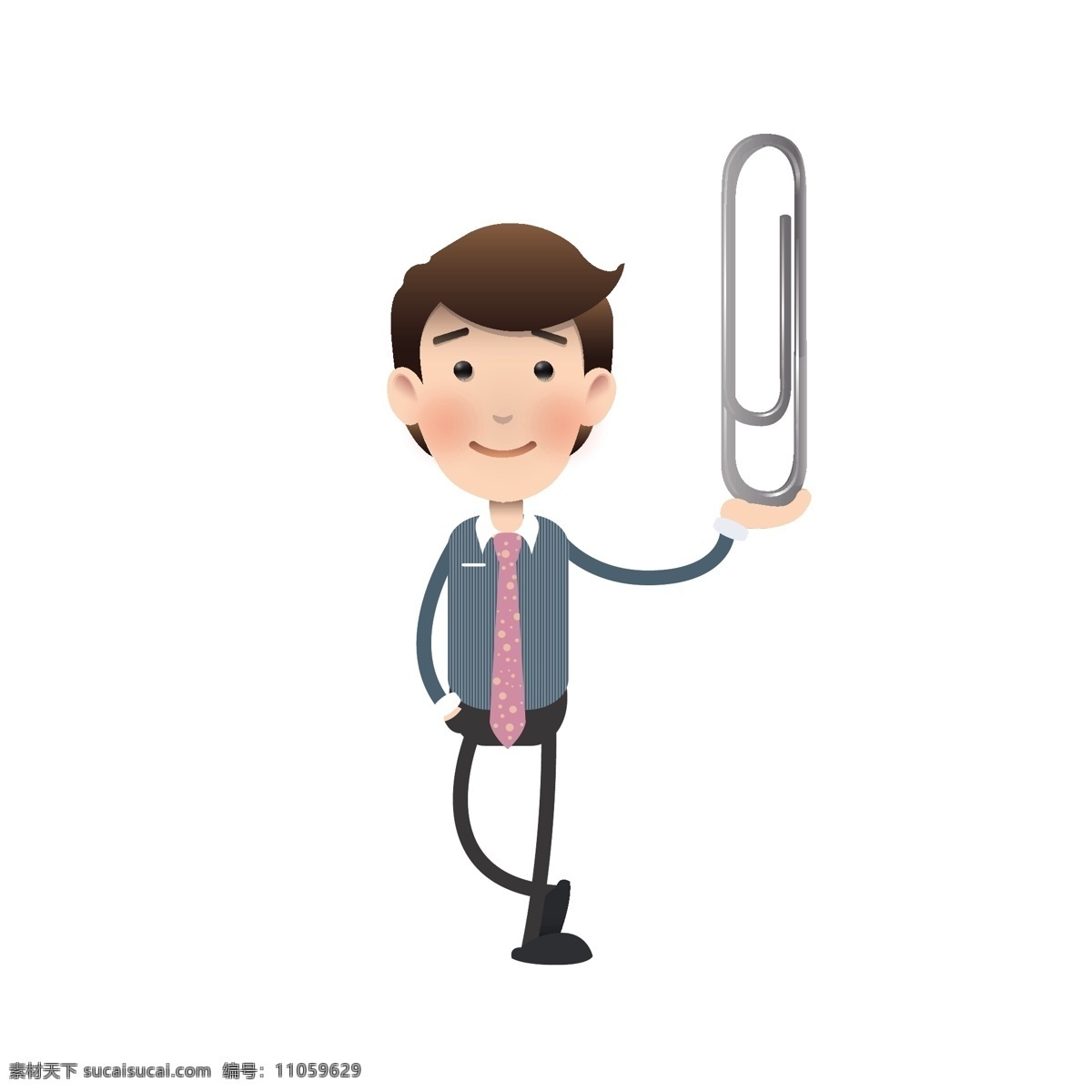 年轻 人手 回形针 插图 年轻人 手拿回形针
