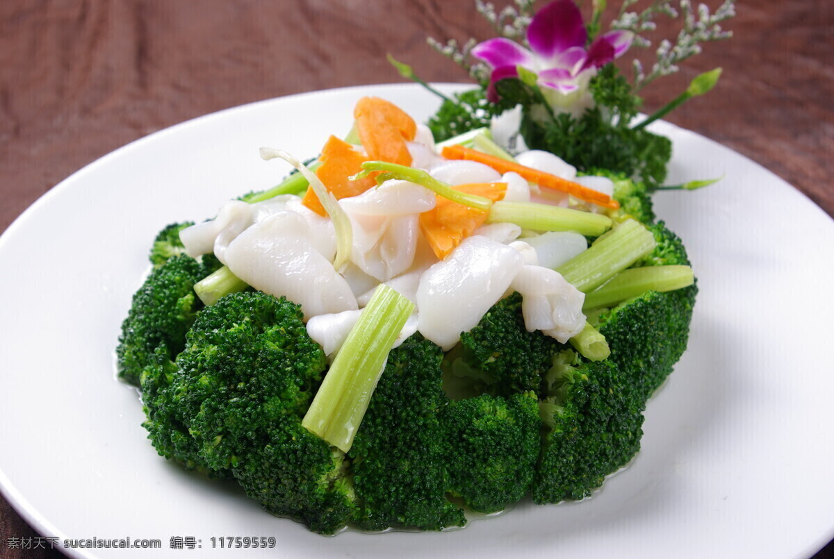 西兰花 炒 花枝 片 花枝片 西兰花炒花枝 粤菜 粤菜中厨 餐饮美食 传统美食