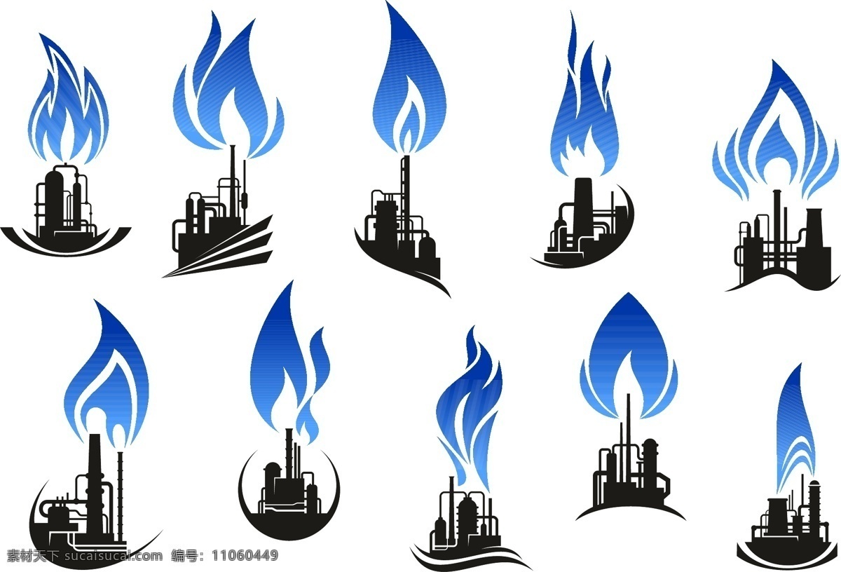 石油工业图标 蓝色 火焰 石油 工业 图标 白色