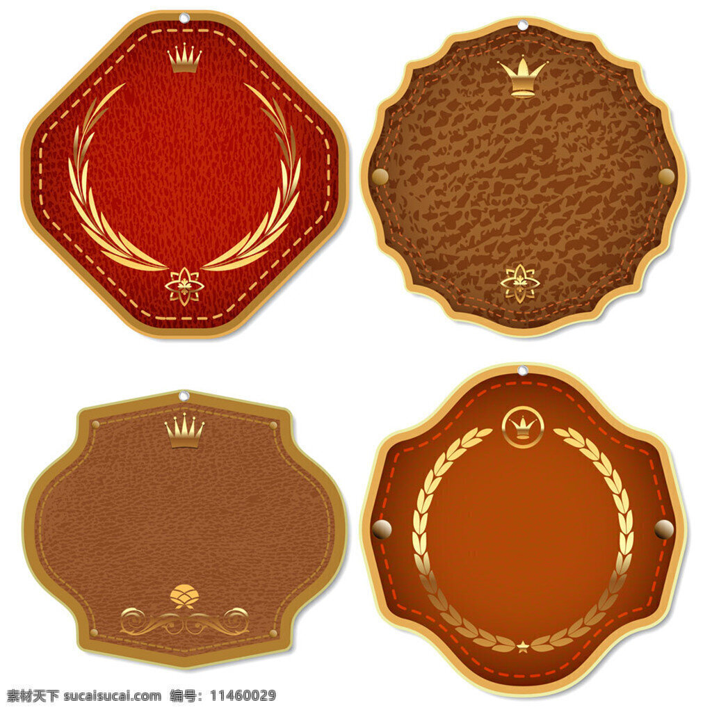金色 皇冠 皮质 标签 麦穗 金属标签 创意标签设计 标签模板下载 矢量