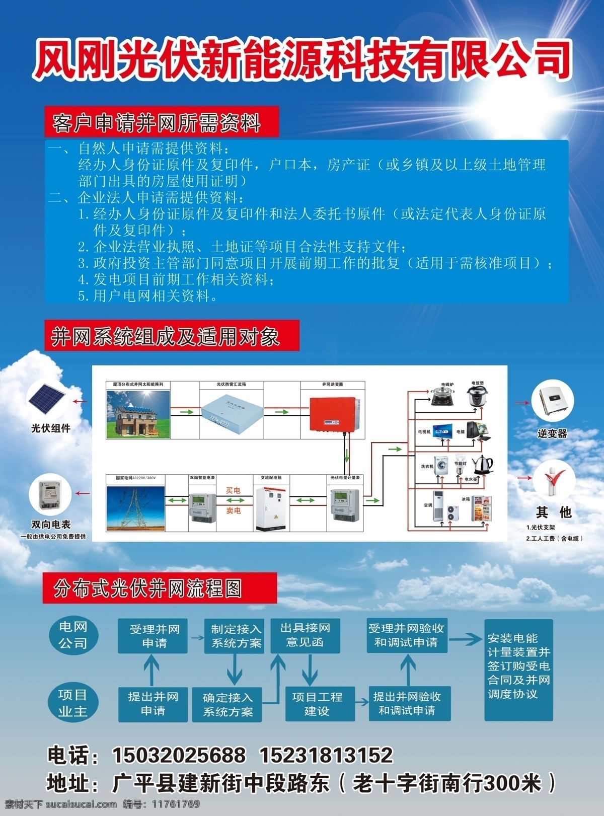 风刚a4彩页 太阳能 光伏 发电 新能源 科技 光伏系统 青色 天蓝色