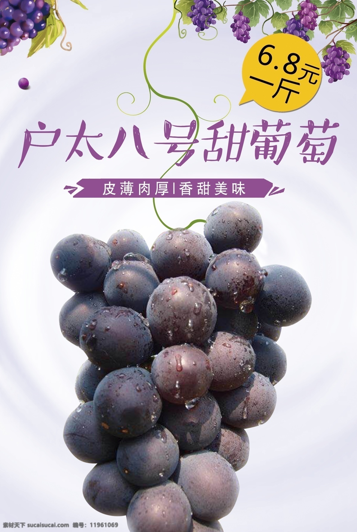 户 太 八号 甜 葡萄 户太八号葡萄 甜葡萄 海报 葡萄海报 葡萄上市 提子 葡萄熟了 葡萄采摘 水果海报 高清水果 进口水果 水果店开业 水果 分层