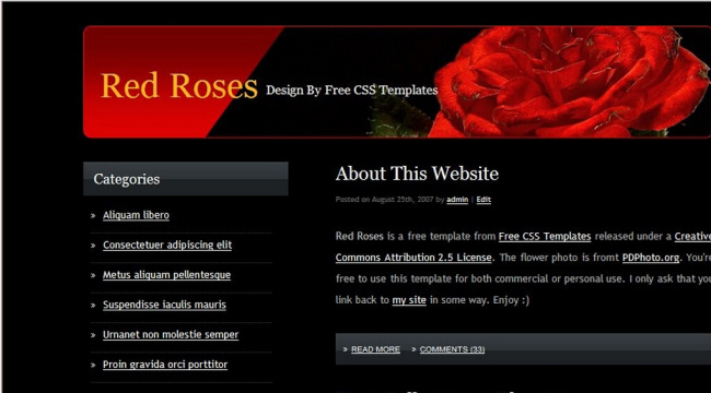 红玫瑰 主题 黑色 网页模板 黑色网页模板 红玫瑰主题 网页素材