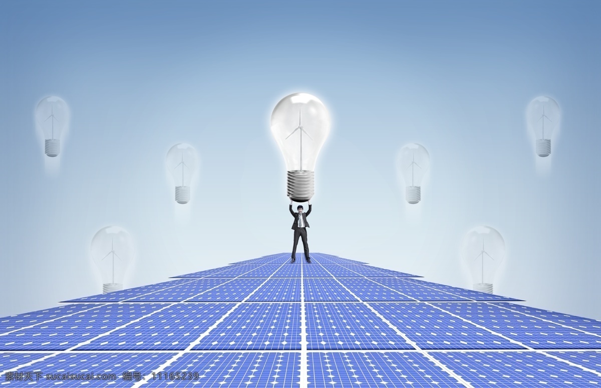 灯泡 风力发电 广告设计模板 清洁能源 太阳能 太阳能电池板 源文件 电池板 模板下载 手举 其他海报设计