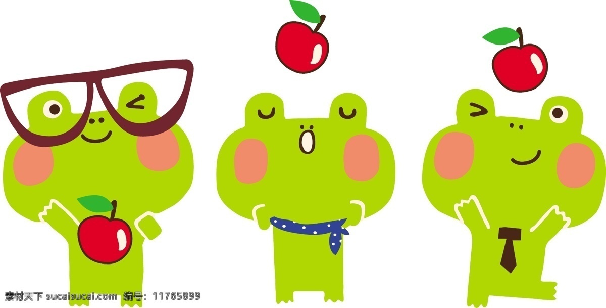 可爱 苹果 卡通 动物 矢量 青蛙 眼镜 广告 创意设计 矢量素材 源文件 平面设计