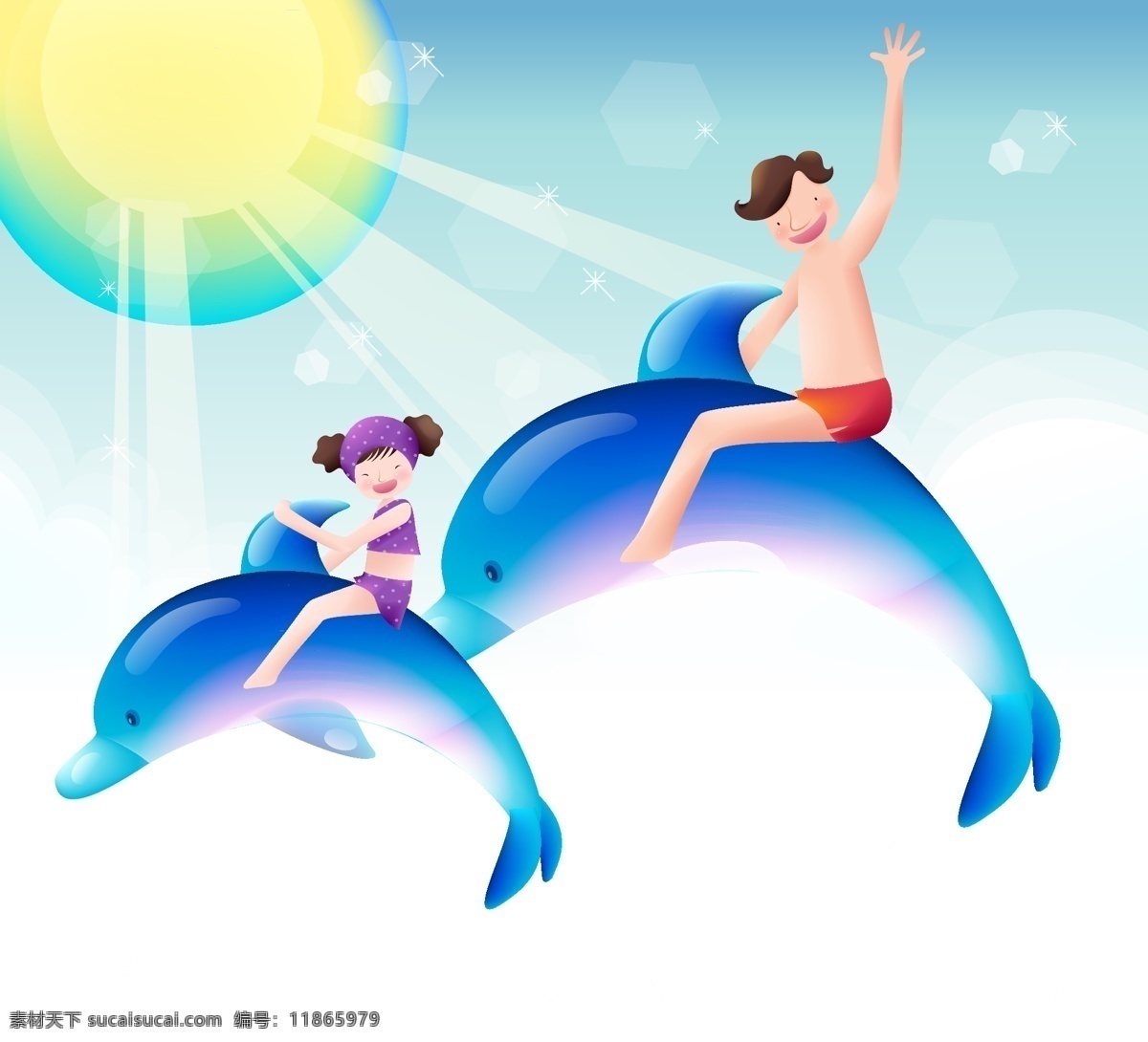 父女 游泳 海豚 卡通 矢量图 爸爸 海洋 可爱儿童卡通 蓝色 幼儿园 女儿 家庭 亲子 同乐 坊 温馨感人 矢量人物
