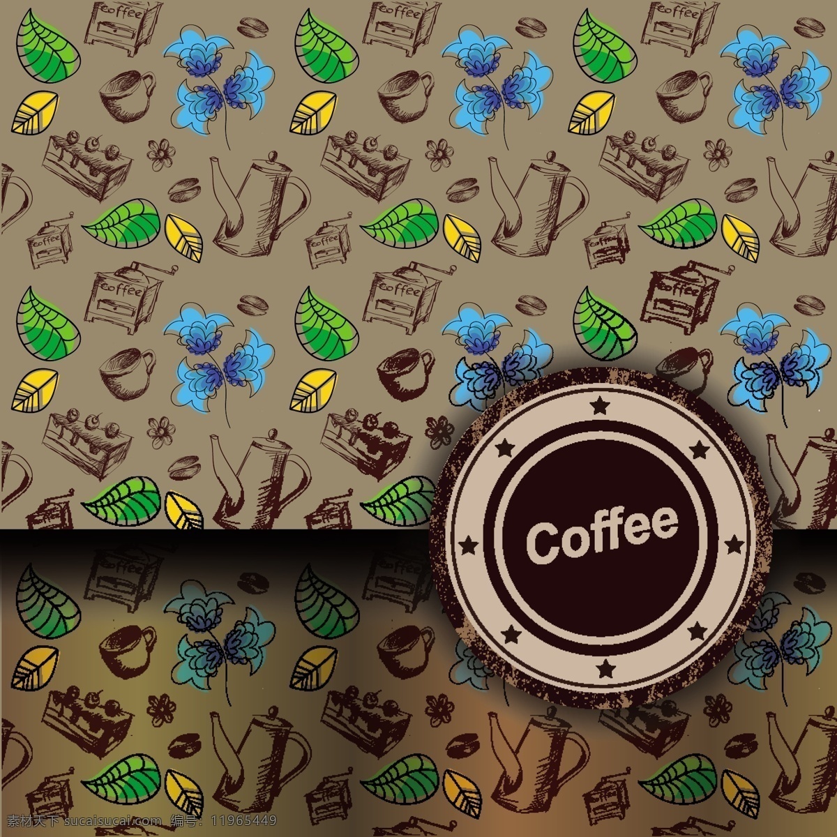 漂亮 咖啡 主题 coffee 杯子 背景 标贴 插画 创意 花朵 咖啡豆 咖啡机 线稿 手绘 瓶贴 叶子 水壶 矢量素材 矢量图 日常生活