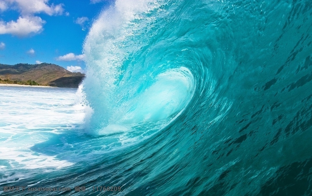 海蓝色的海洋 海洋 波浪 蓝天 白云 蓝色巨浪 自然景观 自然风景