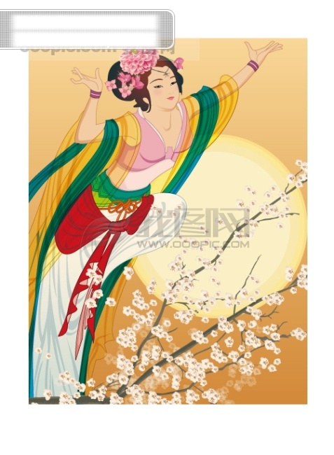 仙女 婵 娥 奔月 彩带 动漫 古代人物 古代衣服 花朵 花纹 美女 人物 祥云 月饼 婵娥奔月 月之仙女 月亮 矢量图 其他矢量图