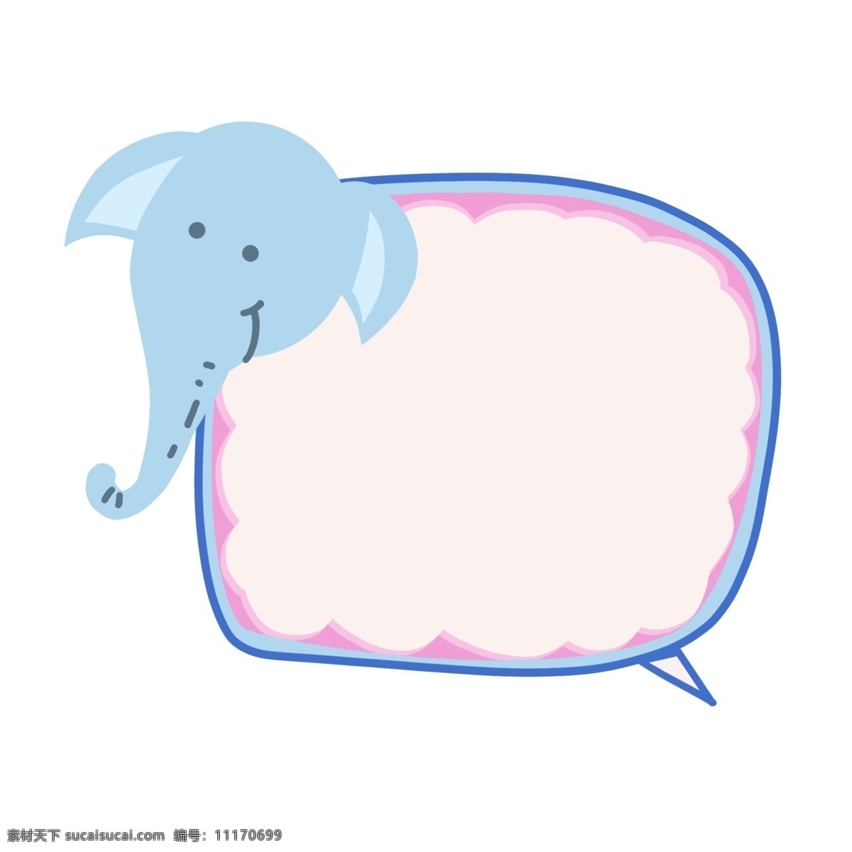 大象边框插画 蓝色 动物 边框