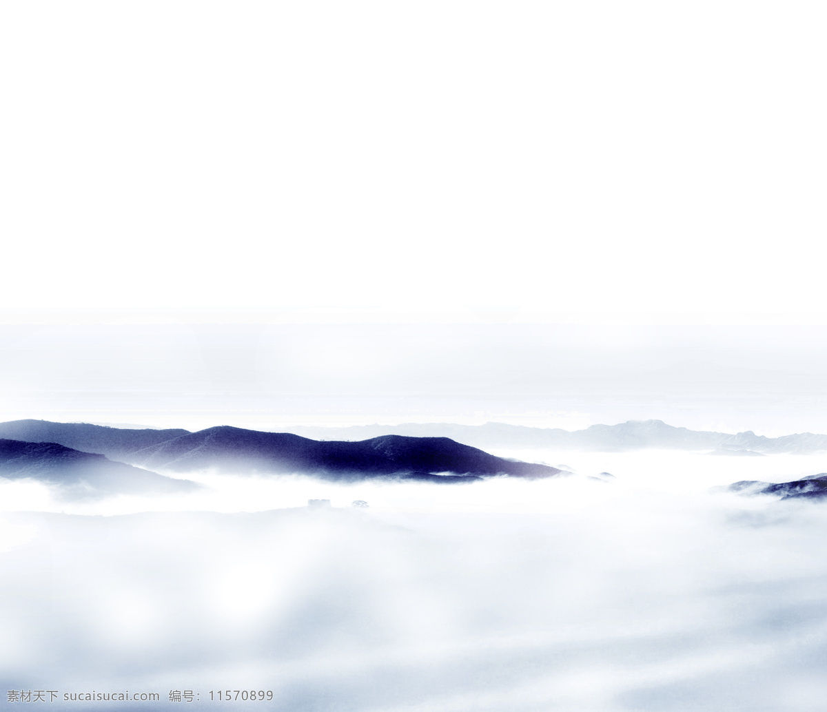 山水画 雾 空灵 水墨 中国风 山顶 白色背景 自然景观 山水风景