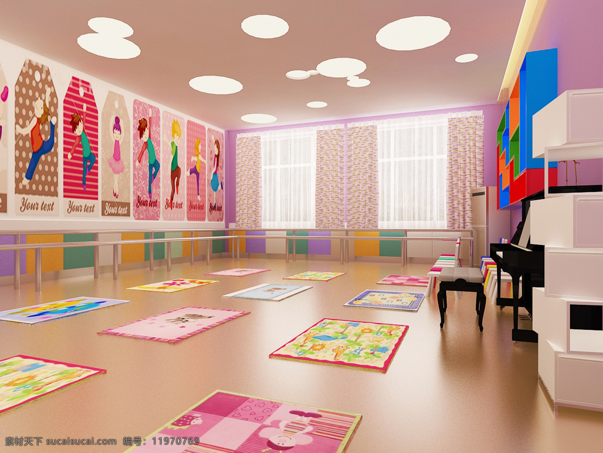 幼儿园效果图 幼儿园 效果图 舞蹈室 3d设计 3d作品