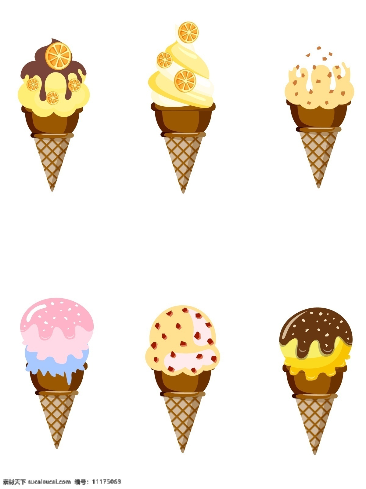 冰淇凌 夏天 甜品 手绘 冰棒 夏季 黄色
