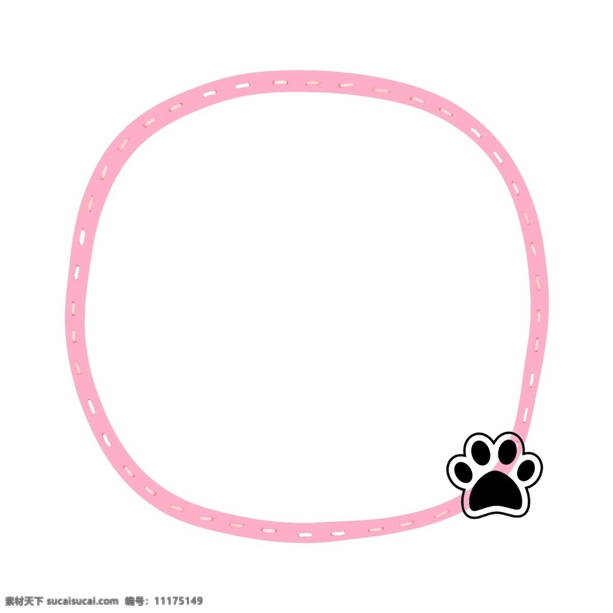 唯美 可爱 动物 小狗 爪子 边框 动物爪子 黑色爪子 小狗爪子 手绘 卡通 粉色边框 粉色圆圈 圆圈插画