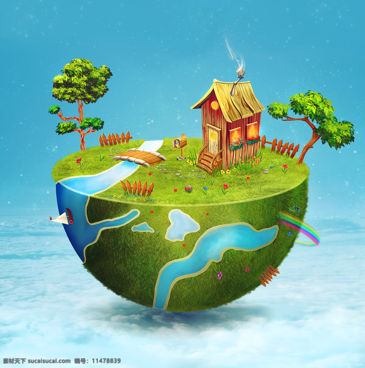 半个立体地球 地球上的房屋 缤纷多彩地球 绚丽地球 绿色家园 地球 立体地球 动漫王国 卡通漫画 卡通地球 生态环境 卡通动漫 动漫动画