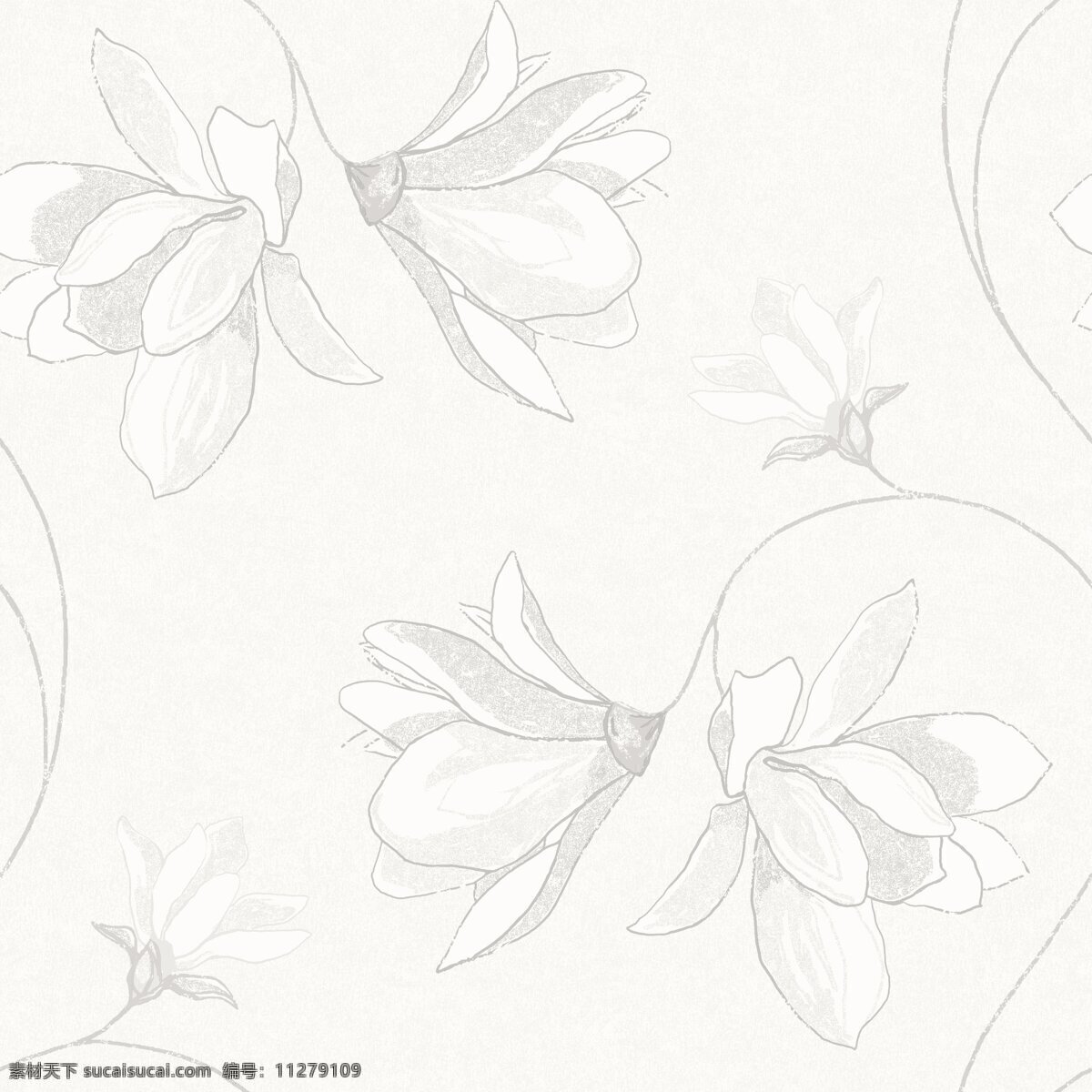 清新 素雅 铅笔画 花朵 壁纸 图案 壁纸图案 花蕊 浅色底纹 浅色花朵 植物元素