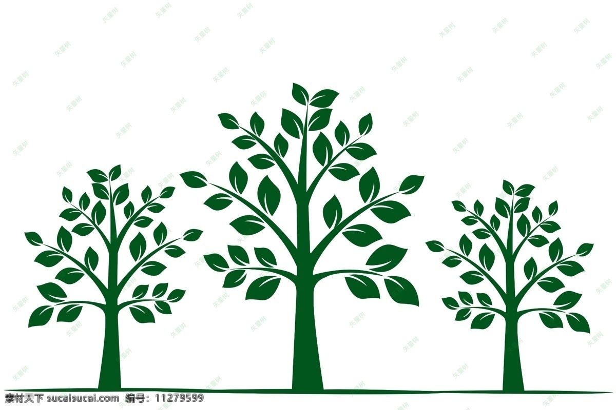 矢量树 大树 小树 树木 树叶 树枝 树干 绿植 绿化 绿色 环保 树 植物 ps绘制 分层