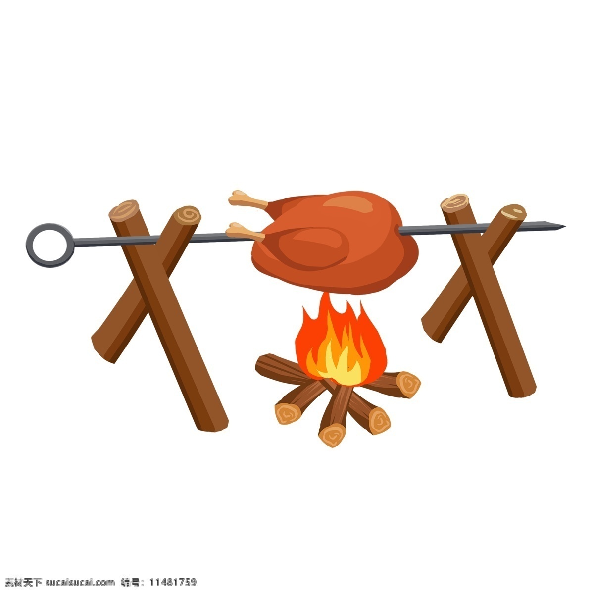 烧烤 鸡肉 火 烤 手绘 食物 晚餐 美食 烤鸡 烤火