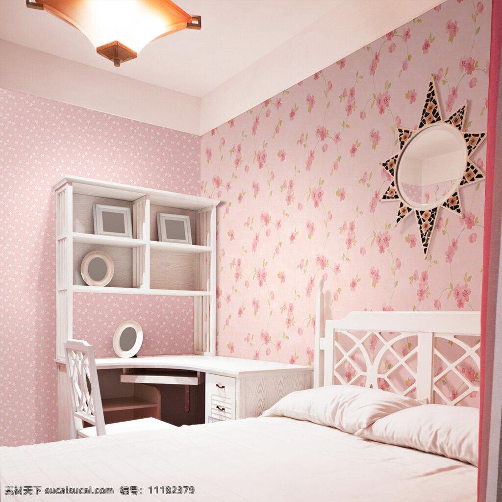 粉色卧室 卧室 粉色 壁纸 白色