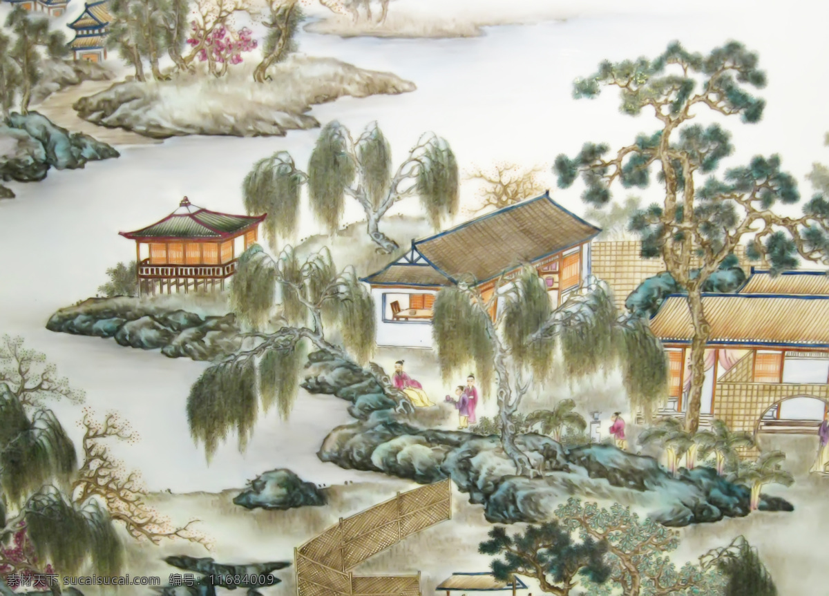 亭台楼阁 山水画 中国风 传统 风景 水墨 字画 韵味 绘画书法 文化艺术