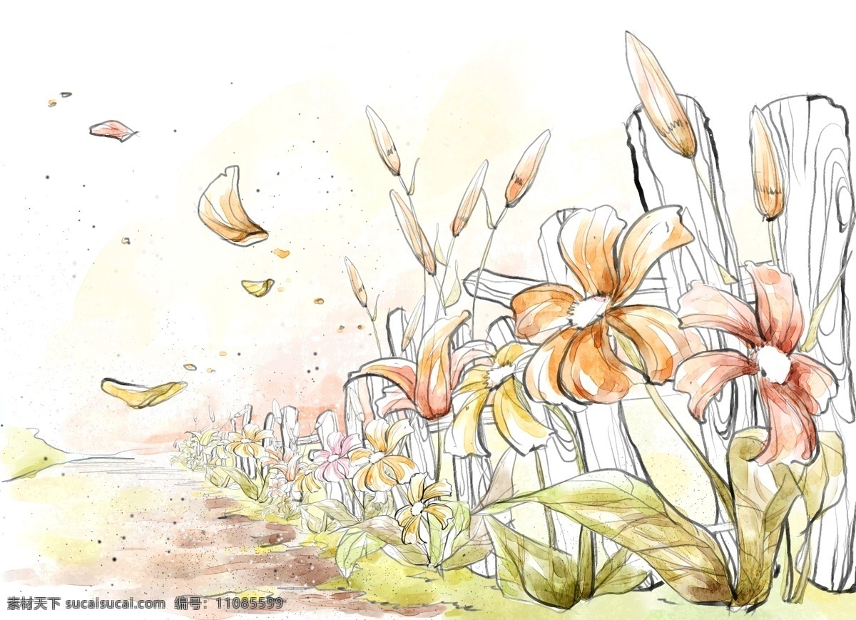 自然风情 惬意画廊 分层插图 格式 psd格式 设计素材 分层插画 psd源文件 白色