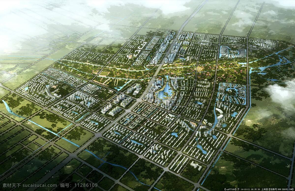 大型 城市 鸟瞰 3d设计 湖面 建筑 3d模型素材 其他3d模型