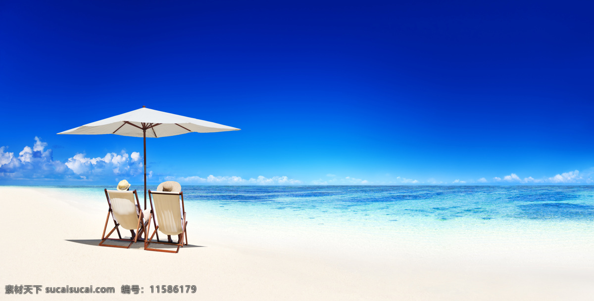 沙滩 上 太阳伞 蓝天 白云 大海 海浪 海水 椅子 大海图片 风景图片