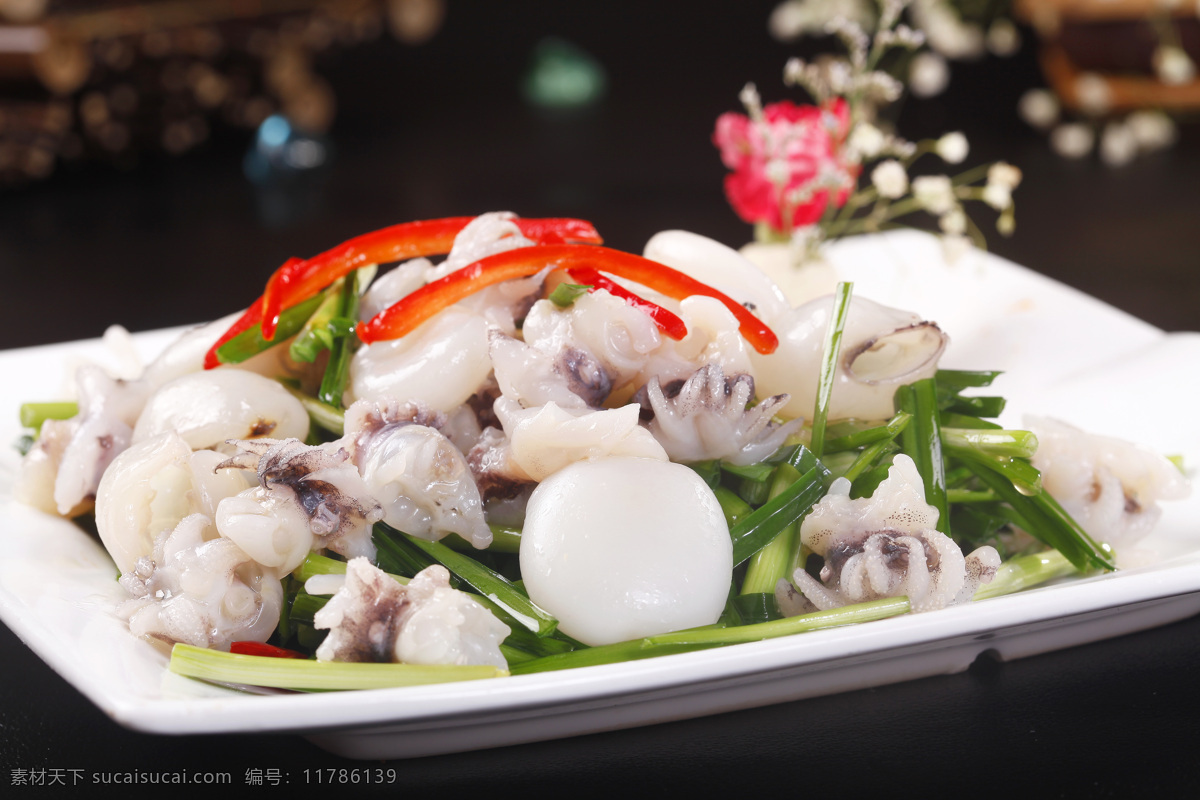 韭菜炒墨鱼仔 韭菜 炒 墨 鱼 仔 满汉全席 餐饮美食 传统美食