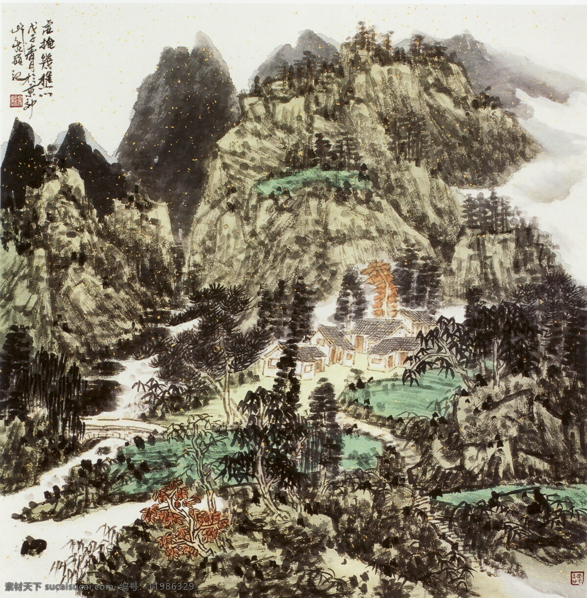 山水 装饰画 国画 油画 手绘 插画 无框画 底纹背景 彩绘 素描 中国风 书画文字 文化艺术