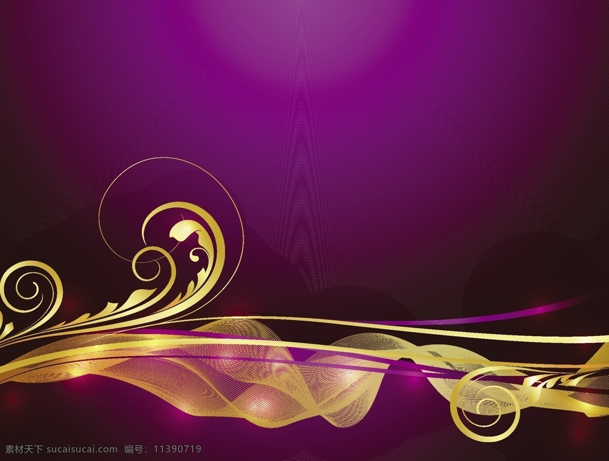金色 涡流 火花 背景 紫色