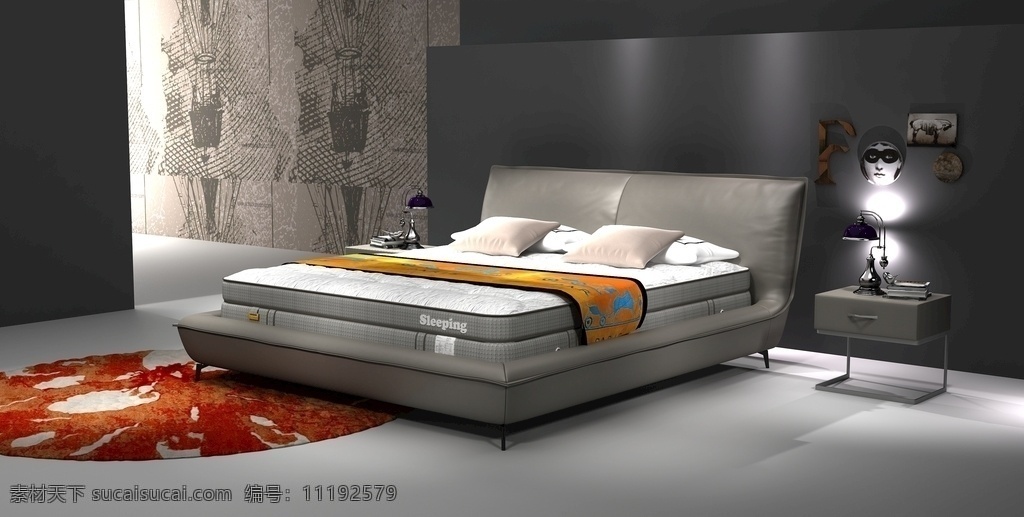 床架 床垫设计 床垫 软床 3d模型 3d设计 卧室 3d作品 max