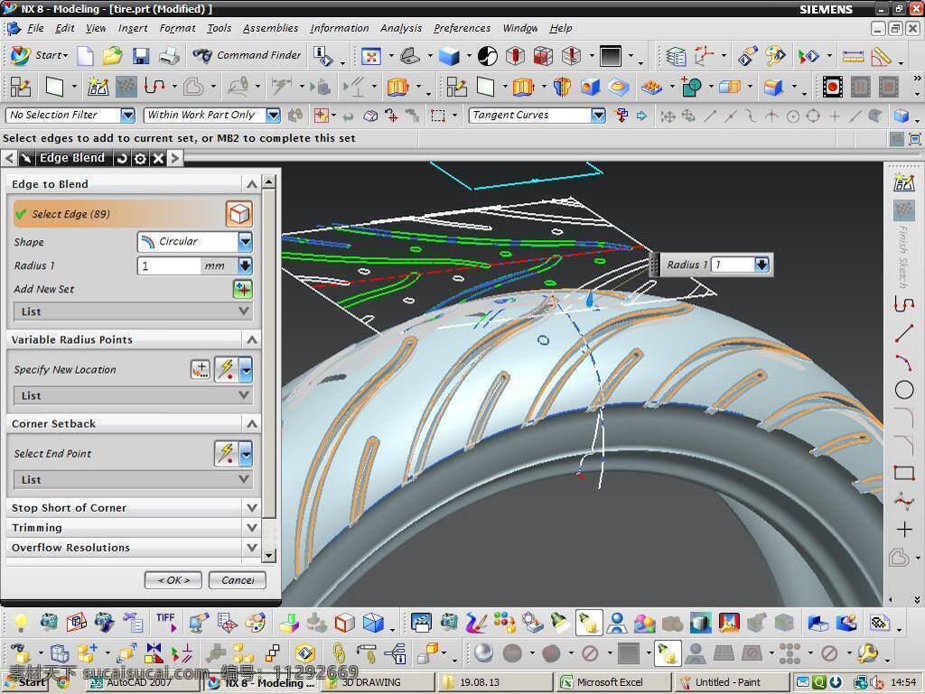 轮胎 设计教程 螺纹 unigraphics nx 3d模型素材 其他3d模型
