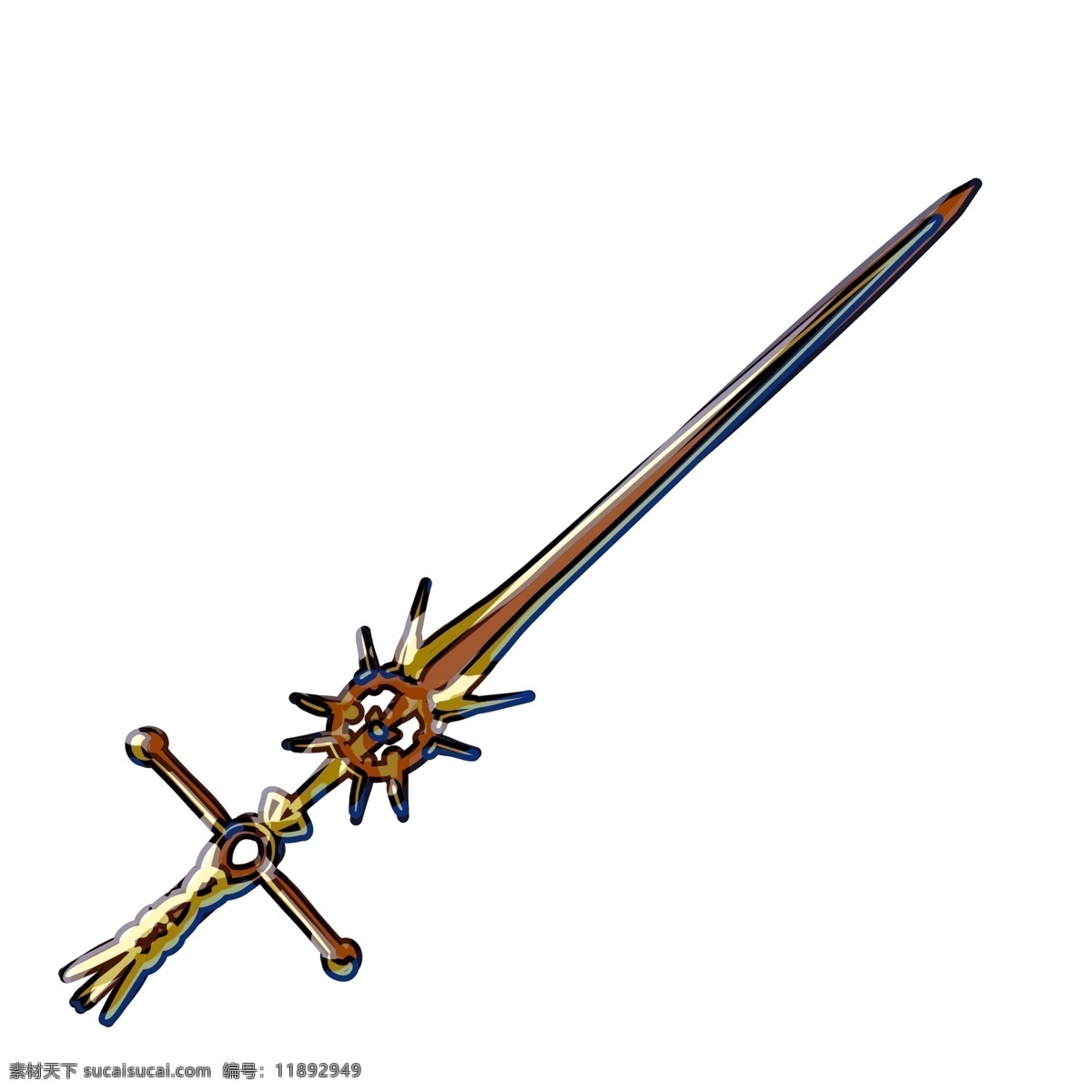 黄色 宝剑 装饰 插画 黄色的宝剑 漂亮的宝剑 创意宝剑 立体宝剑 卡通宝剑 宝剑装饰 宝剑插画