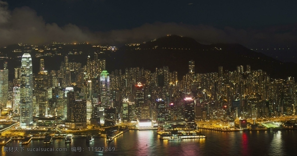 美丽 香港城 市 高楼 密集 昼夜 变化 香港 空中 俯视 繁华 城市 景象 高清 视频 航拍 实拍风景 多媒体 影视编辑 合成背景素材 mov