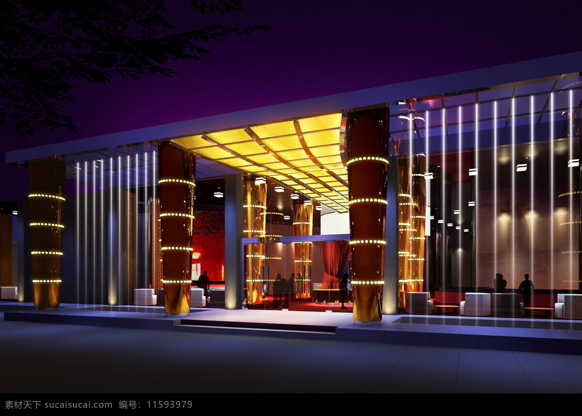 酒店 大堂 灯光 吊顶 环境设计 酒店大堂设计 沙发 夜晚 射灯 室内设计 家居装饰素材