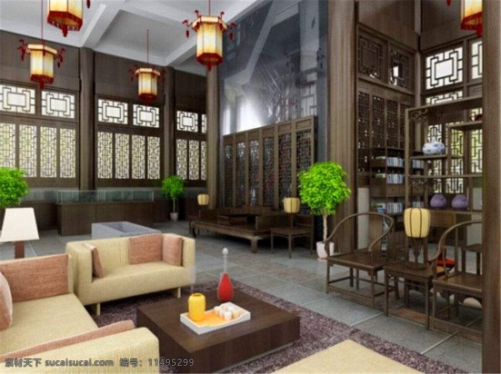 中式 客厅 3d 模型 效果图 家居 家居生活 室内设计 装修 室内 家具 装修设计 环境设计 max 茶几 沙发