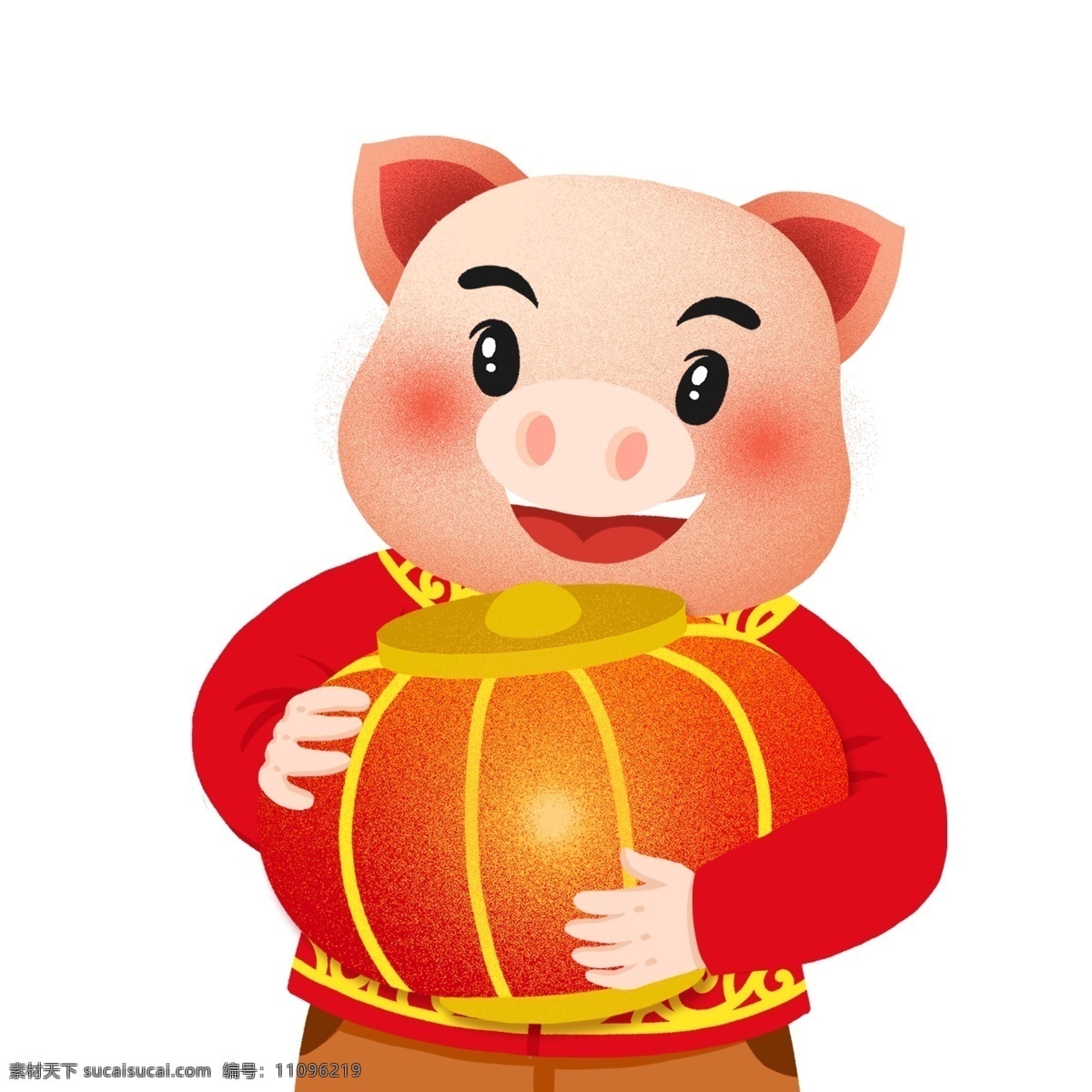 喜庆 中国 风 小 猪 元素 中国风 卡通 春节 灯笼 手绘 新春 新年 猪年 2019年 小猪形象 猪年形象