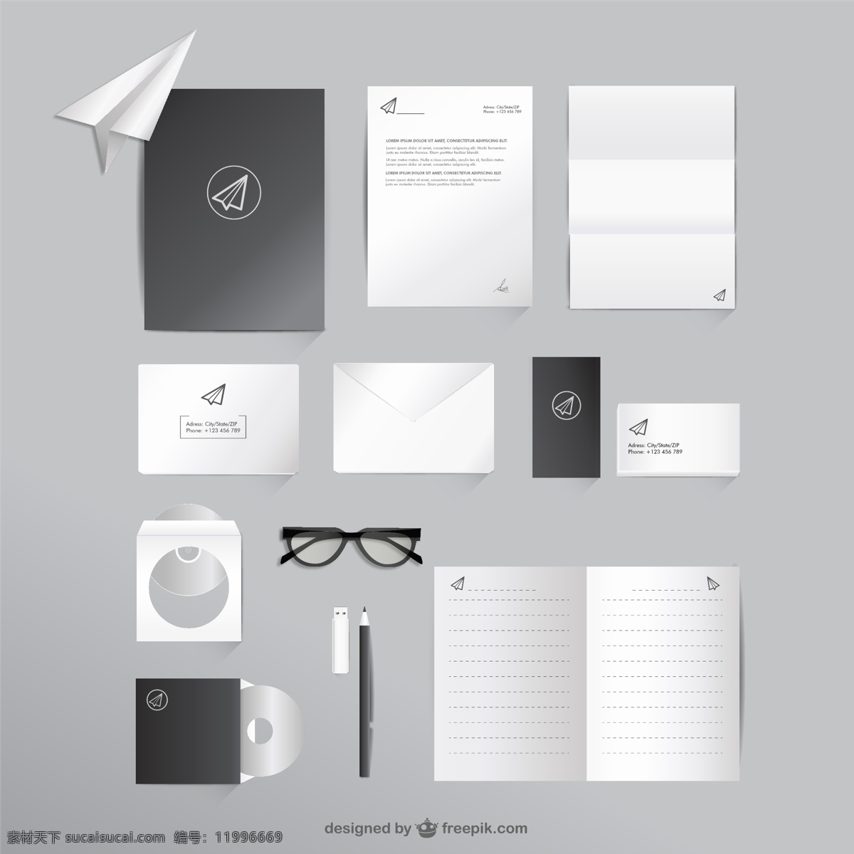 商务 办公 模拟 设置 名片 业务模型 纸 卡 模板 营销 眼镜 笔记本 布局 信封 促销 信 黑 企业 公司 品牌 灰色