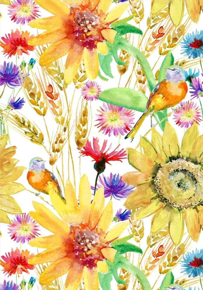 向日葵 欧式向日葵 花朵时尚 葵花 向阳花 黄色 花卉 清新花纹 花纹 banner 布料印花 无缝拼接图案 手绘花纹 水彩花 瓷砖图案 绣 平面构成 布料图案 包装 图案 封面 背景 数码印花 移门图案 面料印花 无缝印花 无缝花纹 印花素材 女装印花 男装印花 童装印花 印花 底纹边框 背景底纹