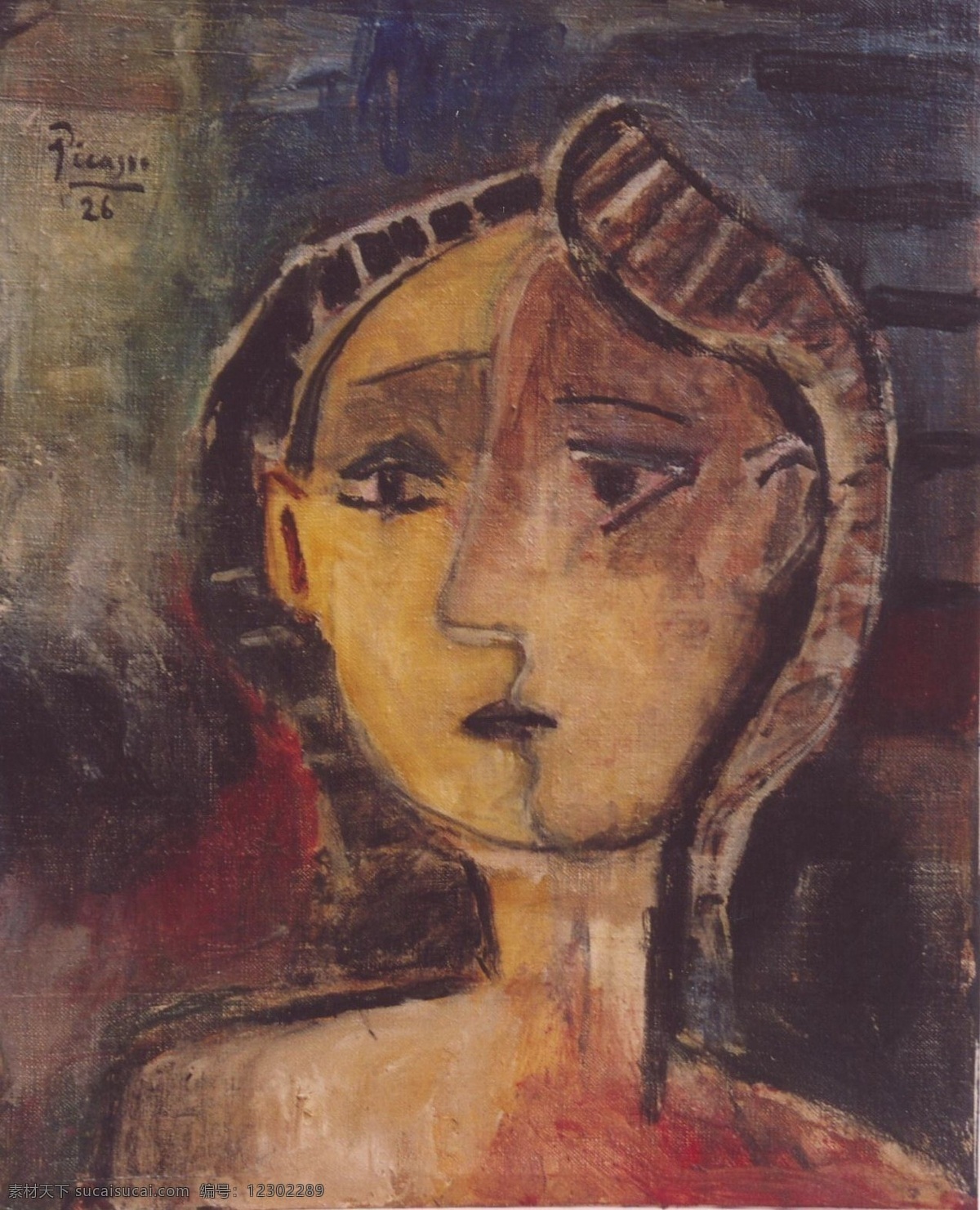 femme 西班牙 画家 巴勃罗 毕加索 抽象 油画 人物 人体 装饰画 de buste 1926 家居装饰素材