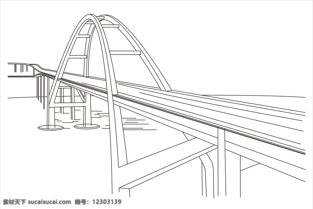 铁 拱 索拉 大桥 桥 交通 跨江大桥 拱结构 钢结构 铁索 建筑矢量图 现代科技 交通工具