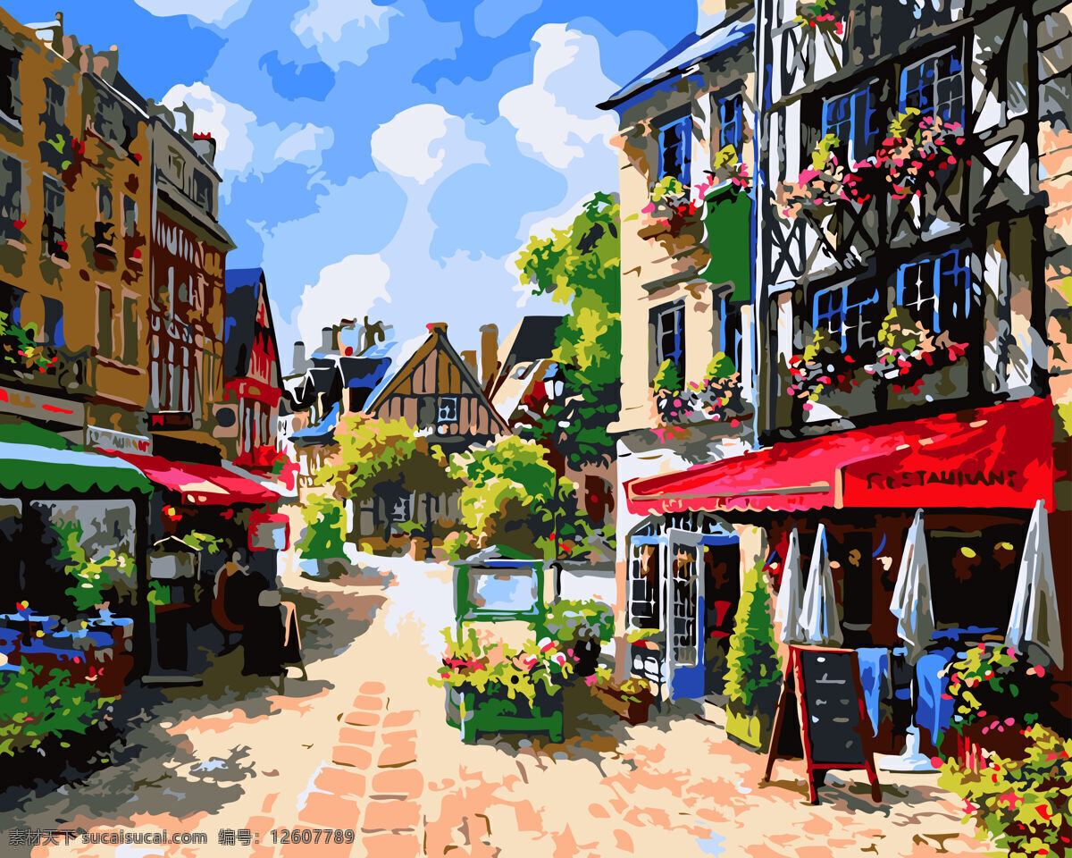 欧洲 油画 设计素材 绘画书法 欧洲油画 文化艺术 小镇 模板下载 欧洲小镇油画 装饰素材
