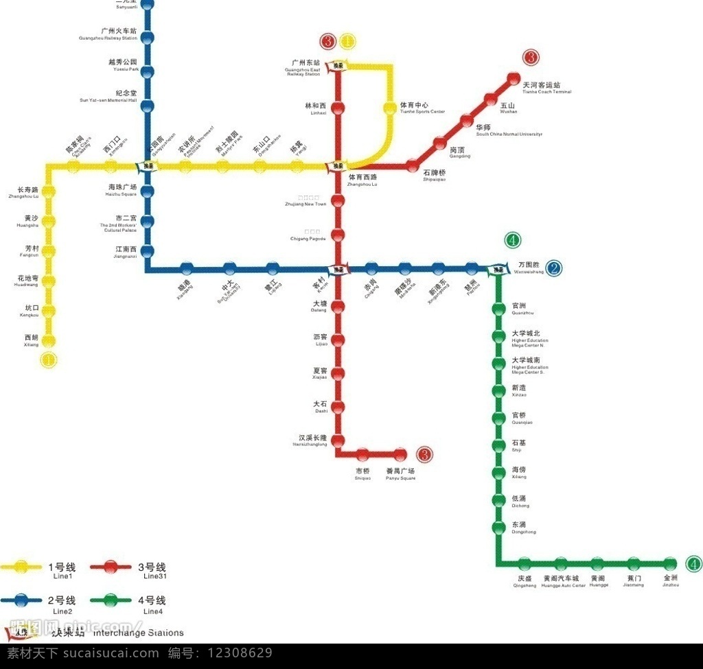 广州 地铁 路线图 其他矢量 矢量素材 矢量图库