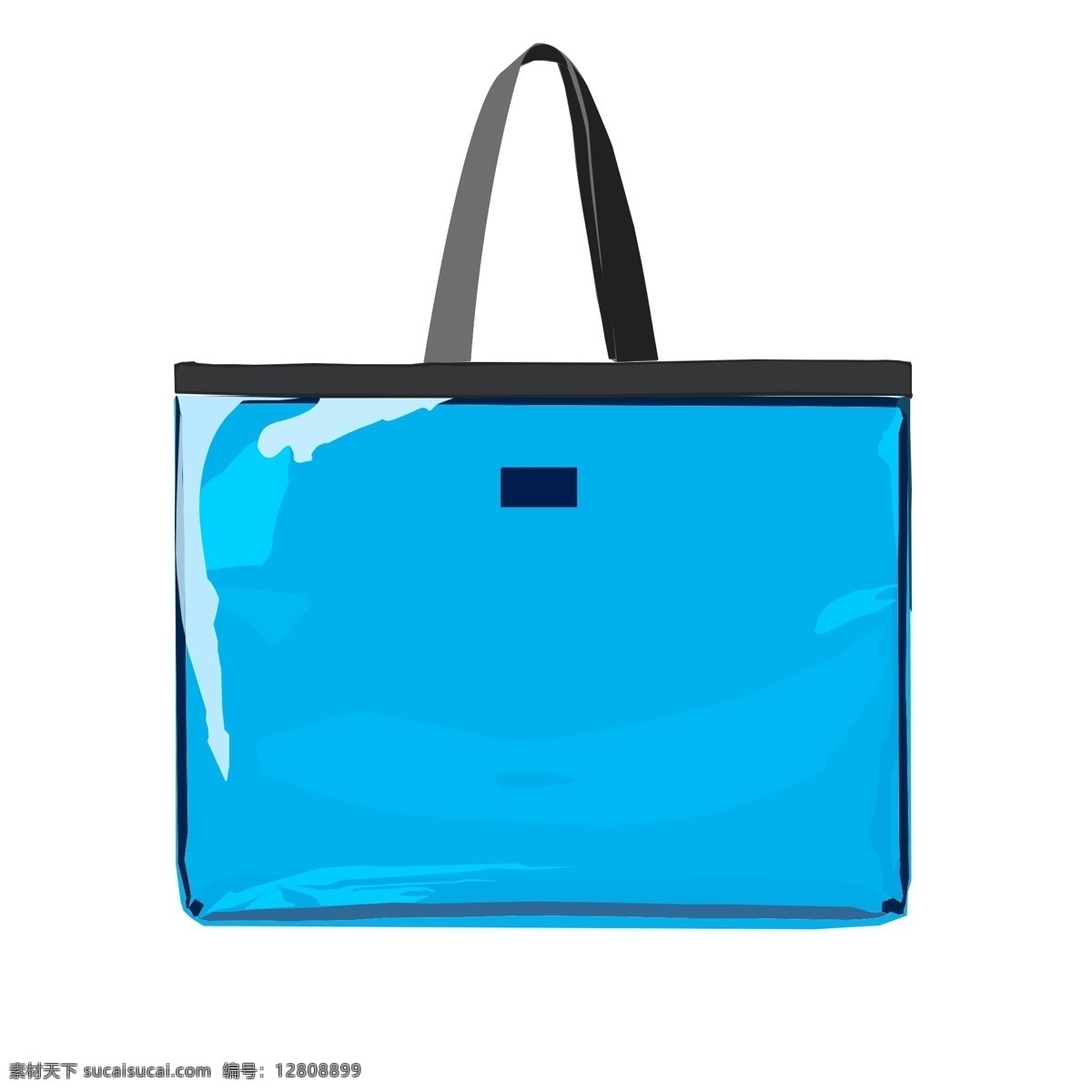 手绘 蓝色 塑料 购物袋 带子 手绘袋子 手绘蓝色袋子