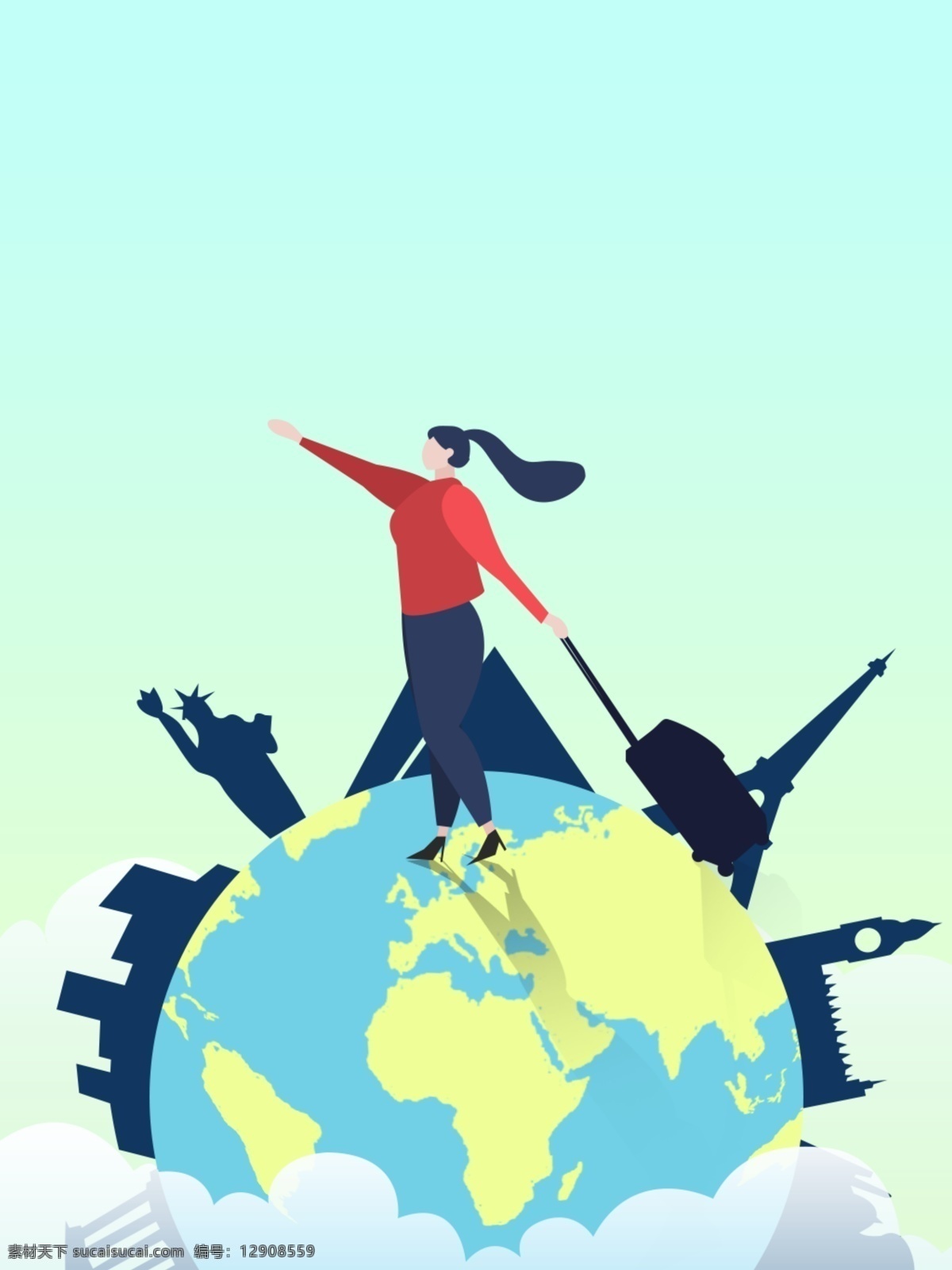 世界 旅游 日 地球 云雾 地标 渐变 世界旅游日 旅游的人