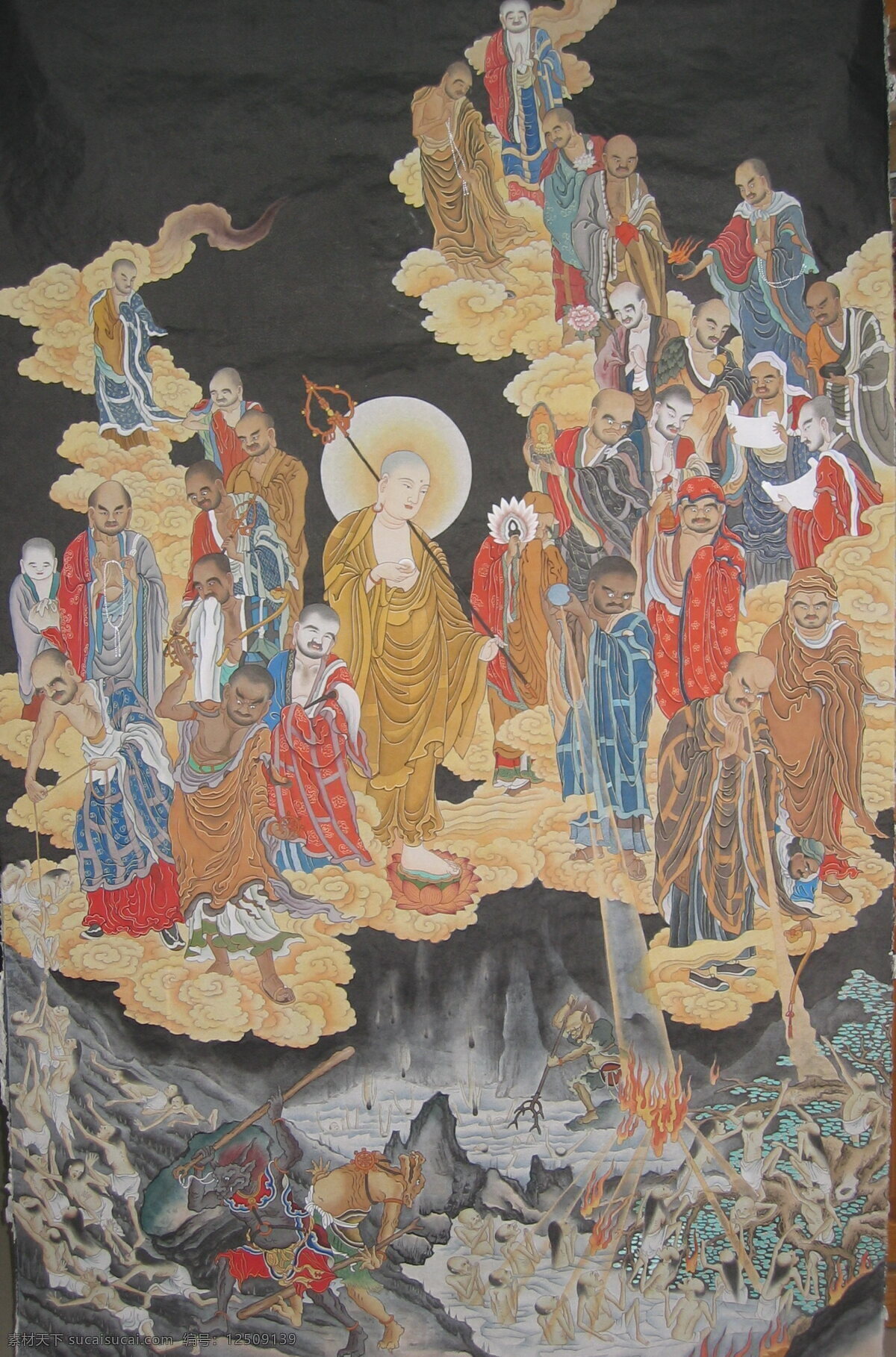 罗汉图 水陆画 祖师席 佛教 佛画 法事 工笔画 丹青 宗教信仰 文化艺术