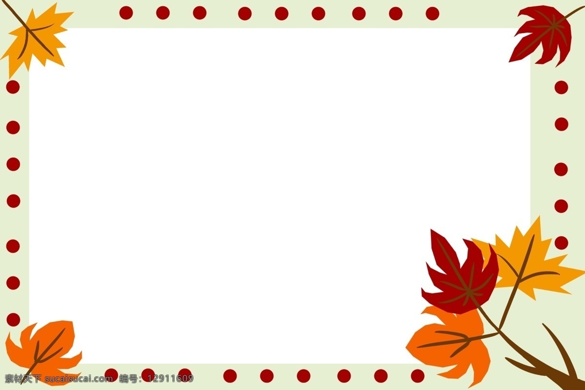 红色 树叶 边框 插画 漂亮 手绘树叶边框 植物边框 秋季树叶边框 树叶边框插画