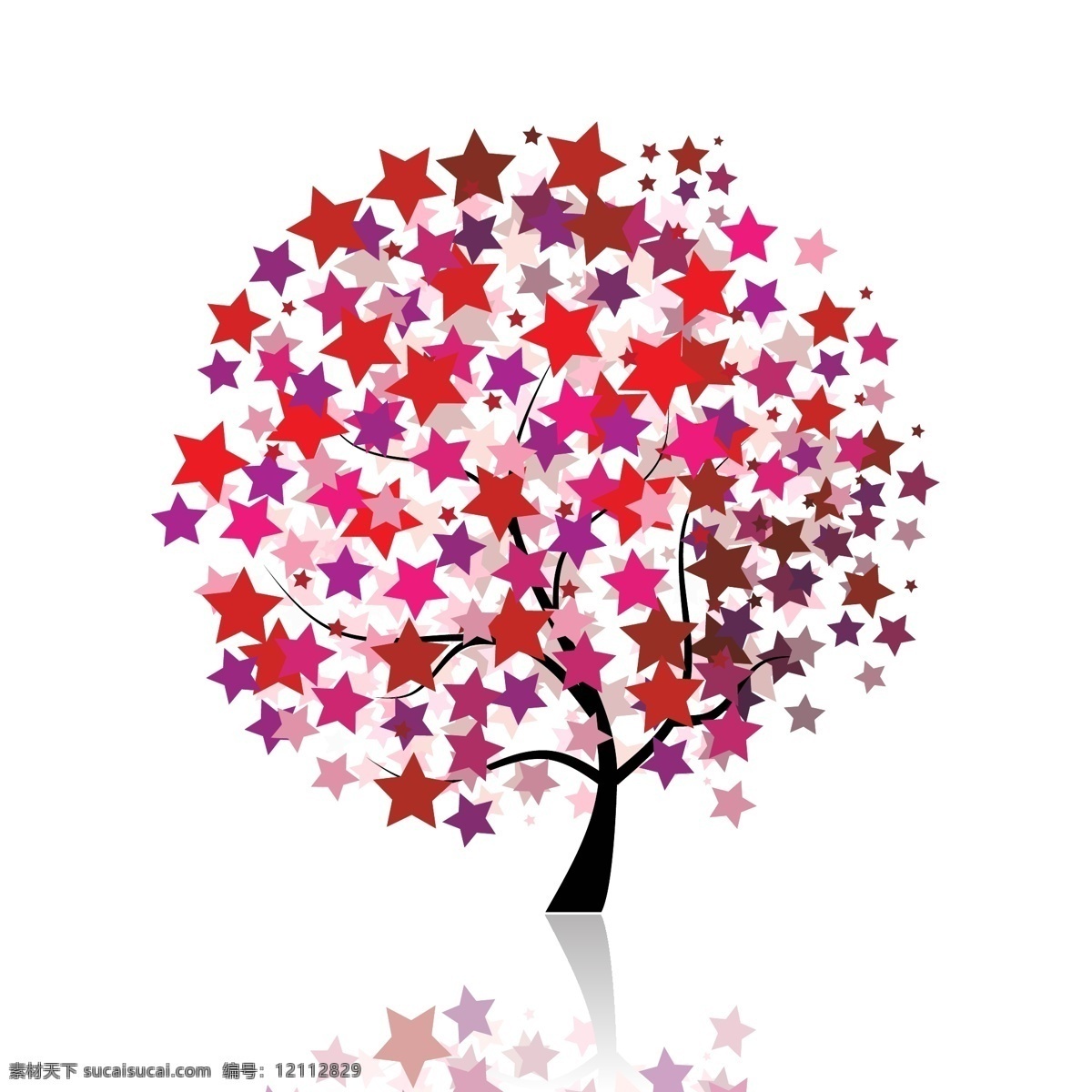 树免费下载 星形 树 　 红星 大树 矢量图 花纹花边
