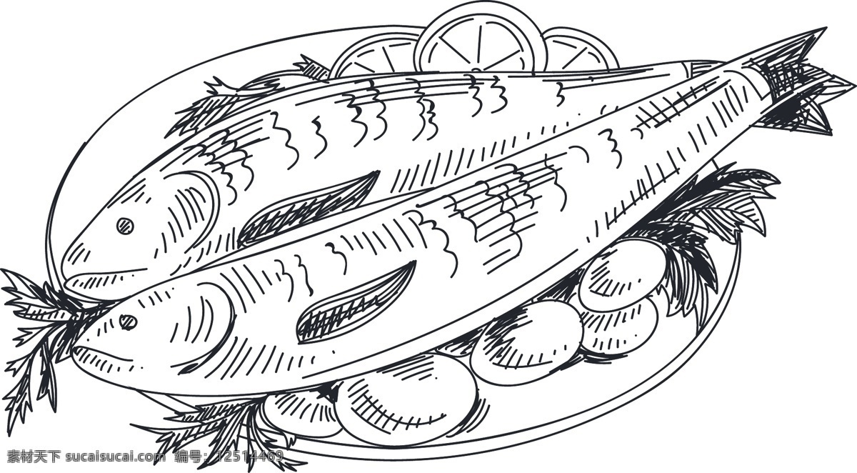 海鱼矢量素材 海鱼 矢量素材 鱼 矢量图 手绘素材 美食