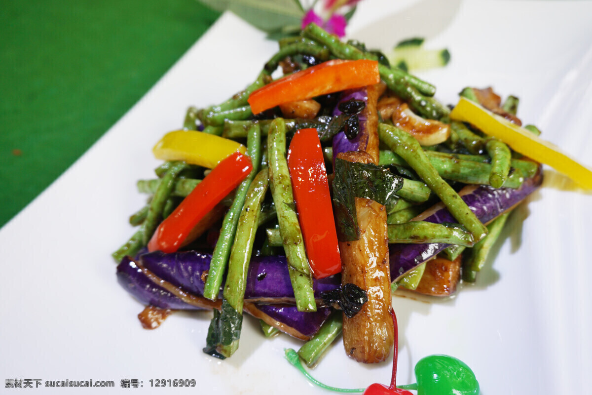 紫苏 茄子 炒 豆角 餐厅 菜品 餐饮美食 传统美食